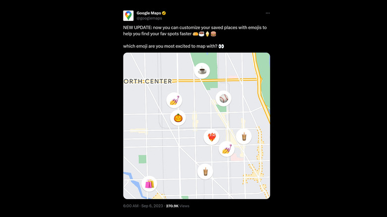 Google Maps saved places emojis