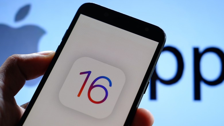 iOS 16 logo on iPhone