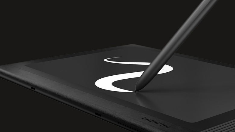 A rendering of the Huion Note E pen drawing on the tablet