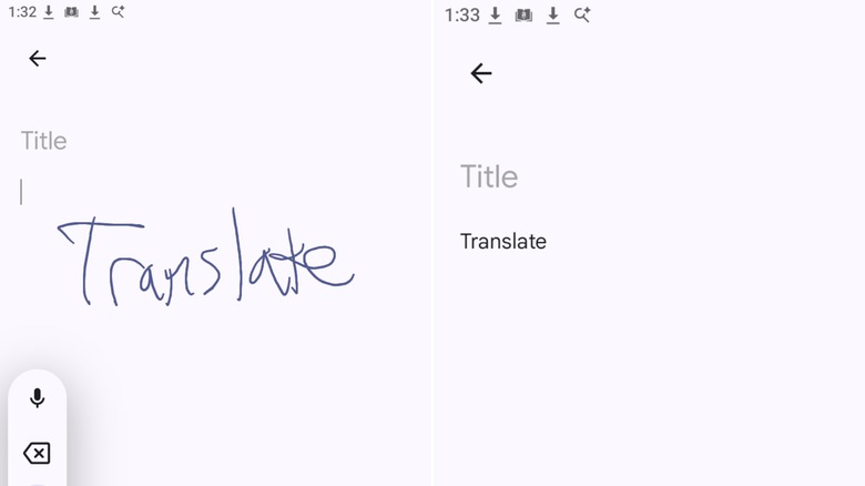 The word "Translate" written by hand on the left and converted to text on the right