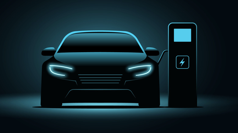 Electric car charging representation.