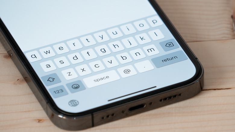 Keyboard open on an iPhone.