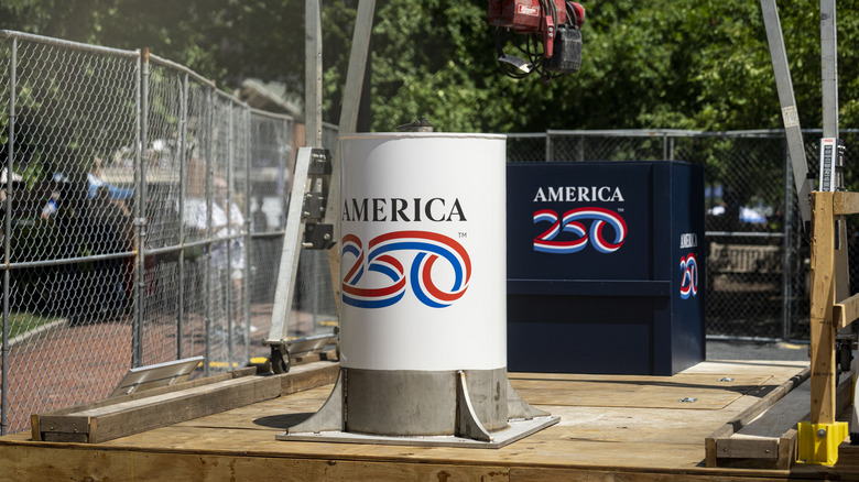The America 250 time capsule being buried
