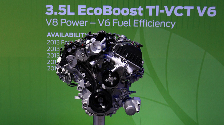 Ford 3.5-liter EcoBoost engine on display
