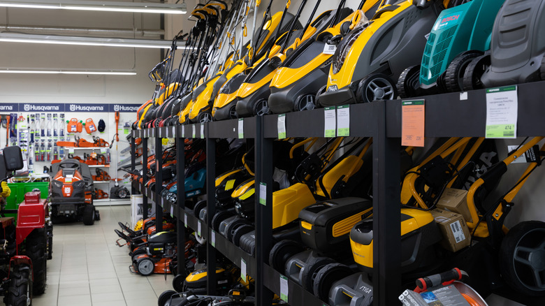 Picture showing different types of lawn mowers