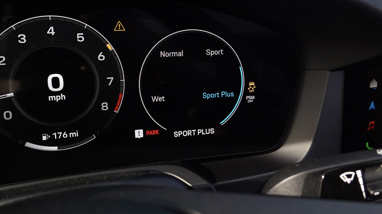 2025 Porsche 911 Carrera T Coupe drive modes on gauge cluster