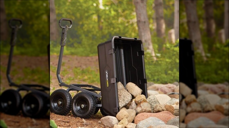 A Gorilla Cart Dumping Rocks Onto The Ground