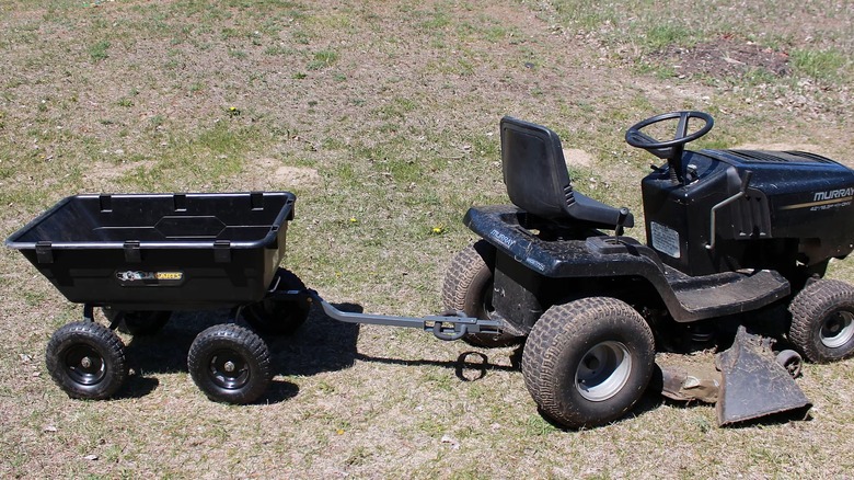 A Gorilla Cart Hitched To A Riding Mower