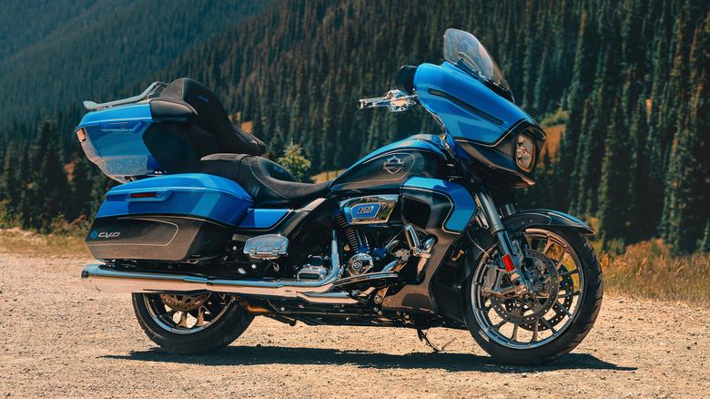 2026 Harley Davidson CVO Street Glide Limited parked on a dirt road.