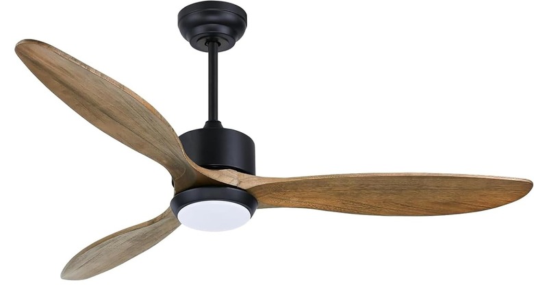 natural wood smart ceiling fan with light