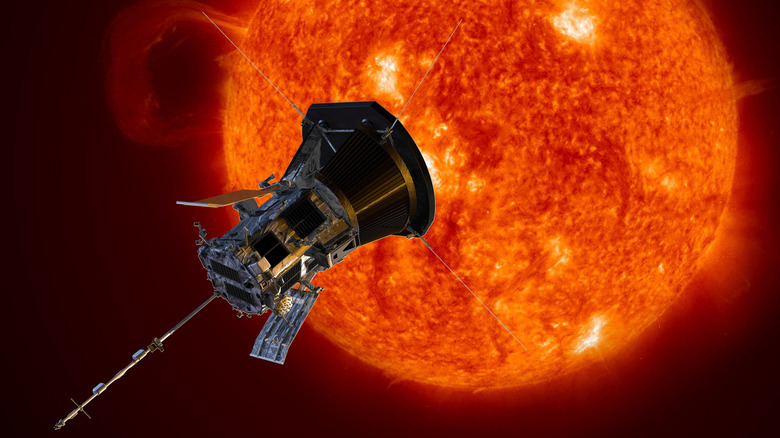 An artist's concept of the Parker Solar Probe spacecraft approaching the sun.