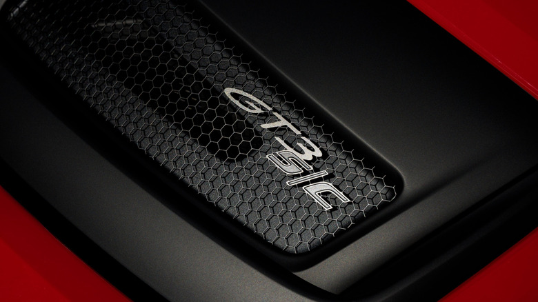 A close-up of the GT3 S/C badge on the rear of the Porsche 911 GT3 S/C