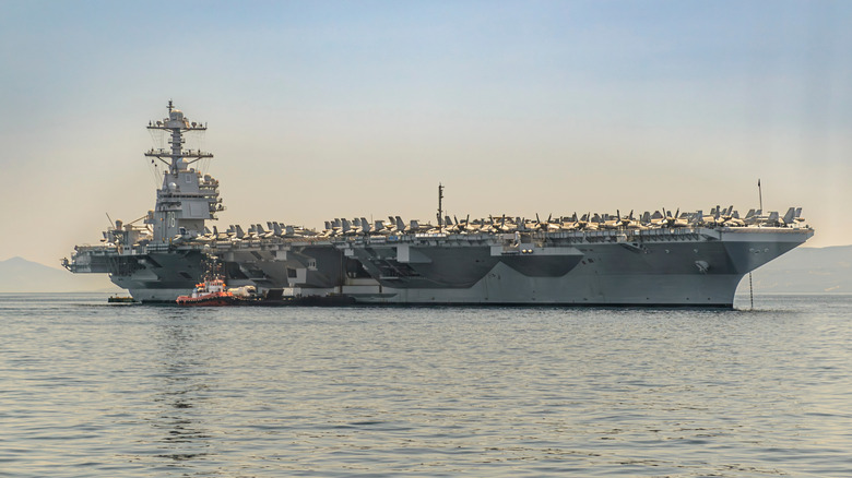 The United States Navy aircraft carrier USS Gerald R. Ford docked in Split, Croatia