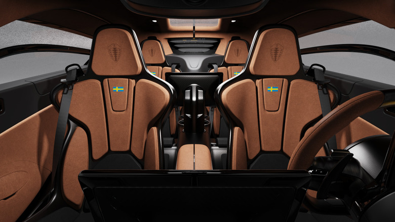 Interior of the Koenigsegg Gemera showing all of the seats