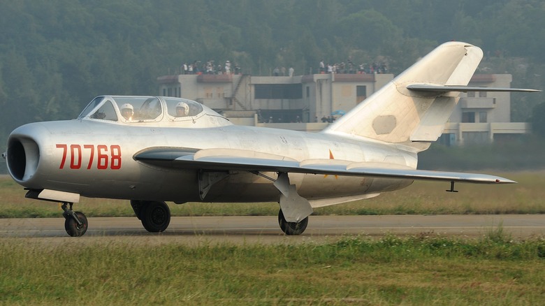 A chinese-built Chengdu JJ-5 on a runway
