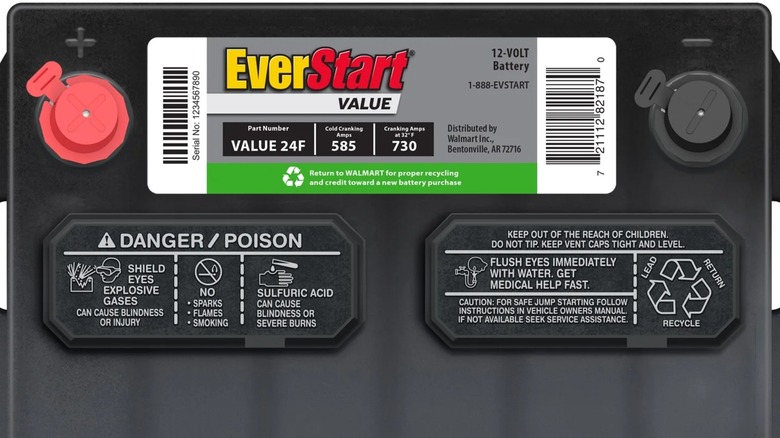 Top view of EverStart value battery