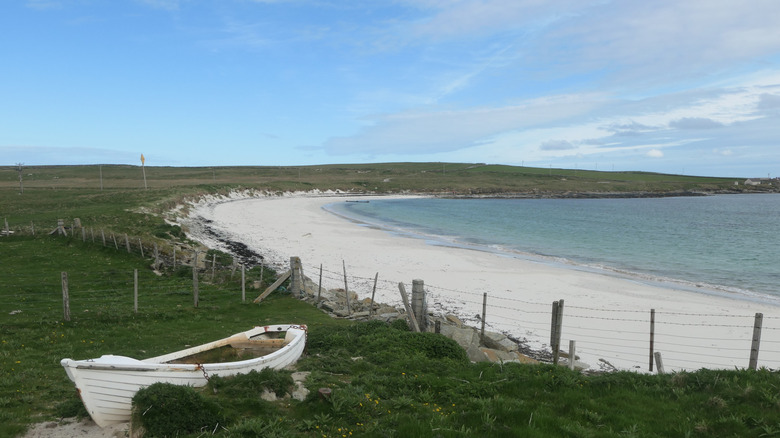 Papa Westray beach in Scotland.