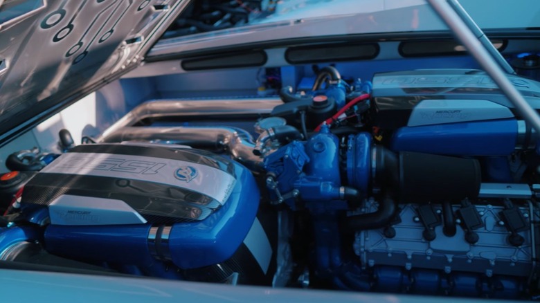 Staggered Mercury Racing engines inside a SV-50