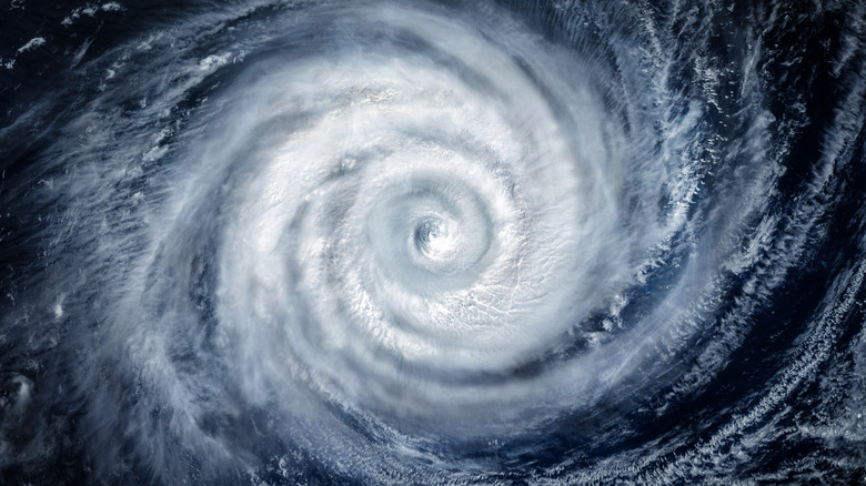 A super typhoon storm seen from the atmosphere