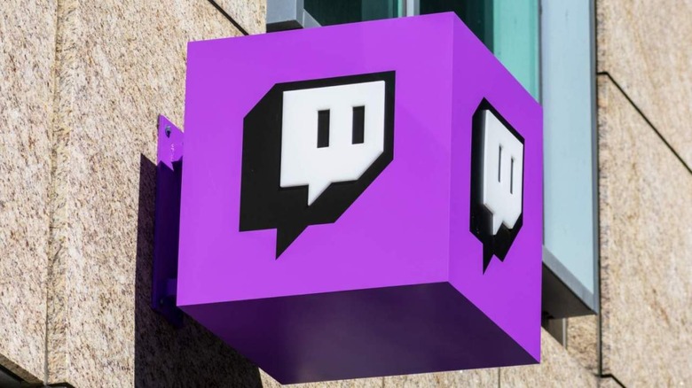 Twitch logo on sign