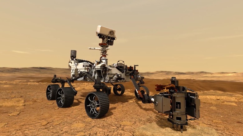 NASA Perseverance rover drilling model