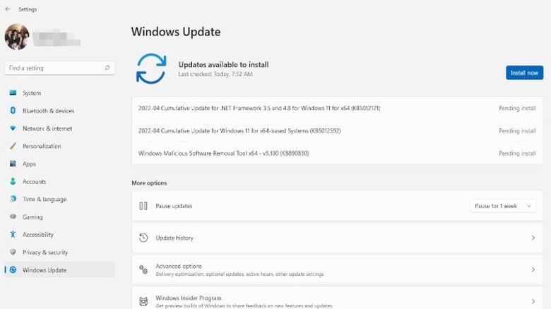 Windows 11 update GUI