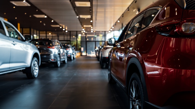 Cars in showroom