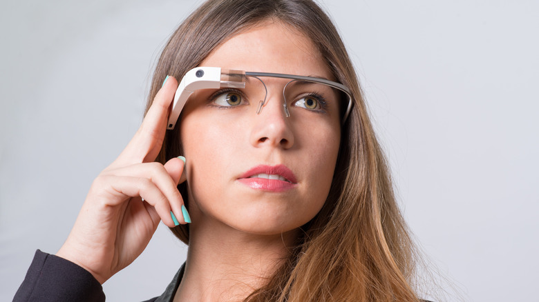 Woman with Google Glass