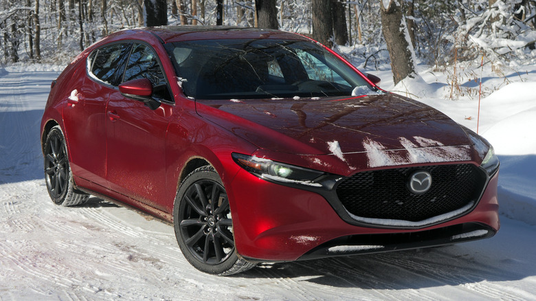 Soul Red 2026 Mazda3 front 3/4