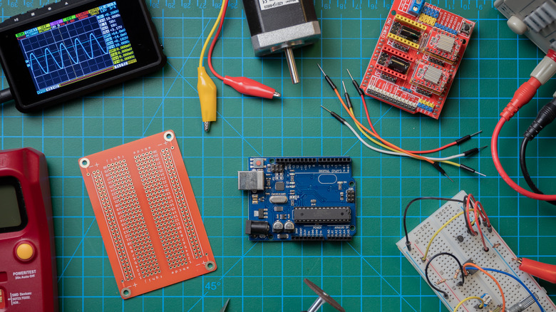 Various circuit boards on table