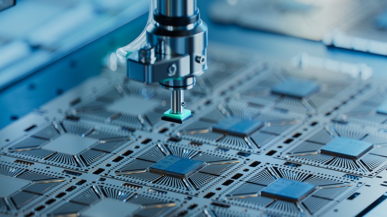 Computer chip being manufactured