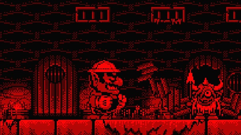A screenshot from "Virtual Boy Wario Land" on the Nintendo Virtual Boy