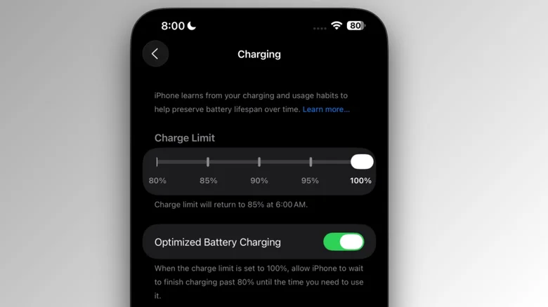 Charging Settings on iOS 26