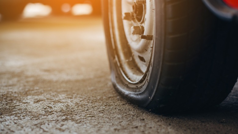 flat tire on road