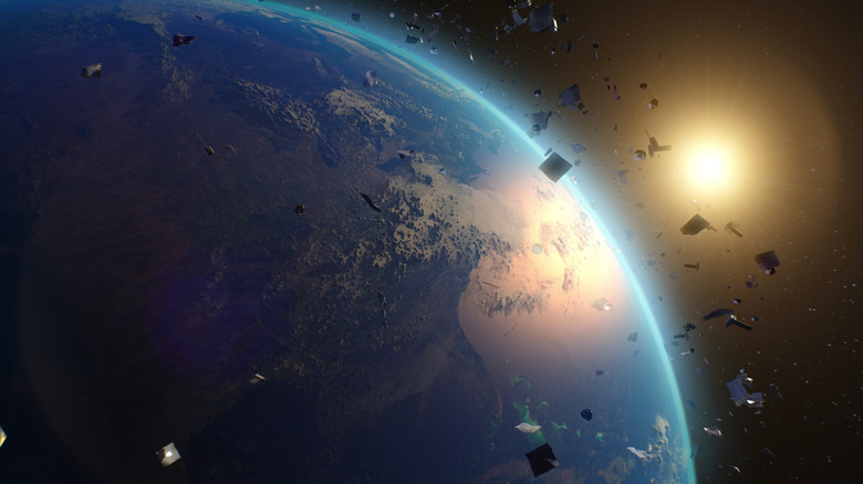 Artistic representation of Space Debris around Earth.