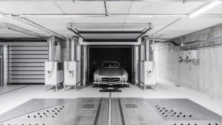 Mercedes 300 SL Gullwing being stored in the SSR Performance facility