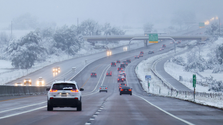 snowy highway in colorado