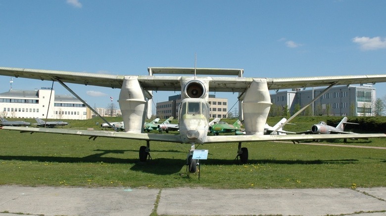head on view of PZL M-15 Belphegor on display