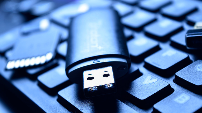 PC stick on a keyboard