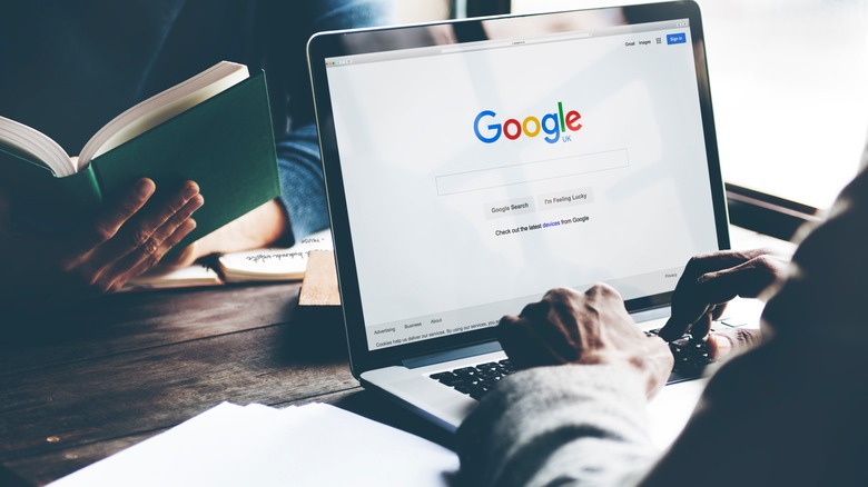 Google homepage laptop screen