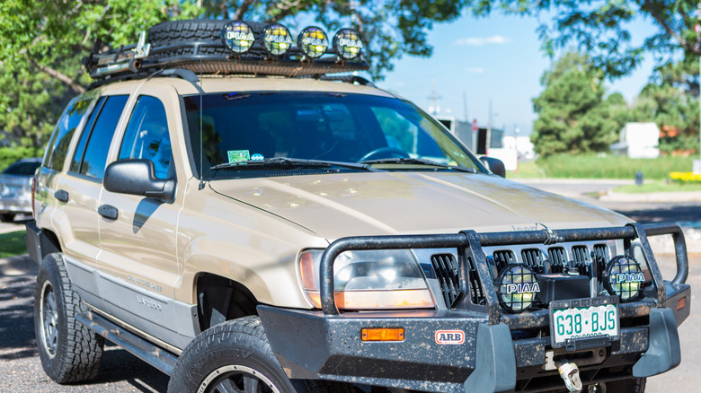 Custom built off road truck with roof lights