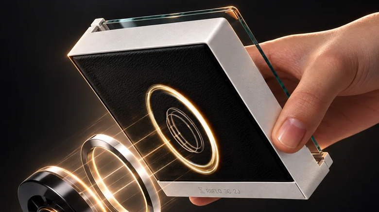 A portable CD player with a MagSafe stand.