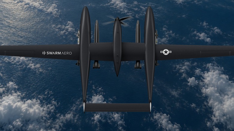 A digital rendering of the Gamera modular drone system flying over the ocean
