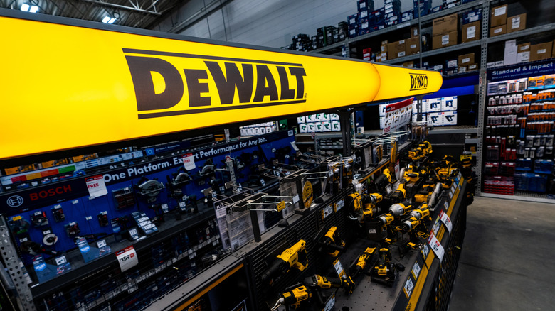 DeWalt tool section in hardware store