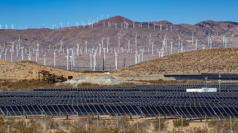 Solar and wind farm in California's Kern County