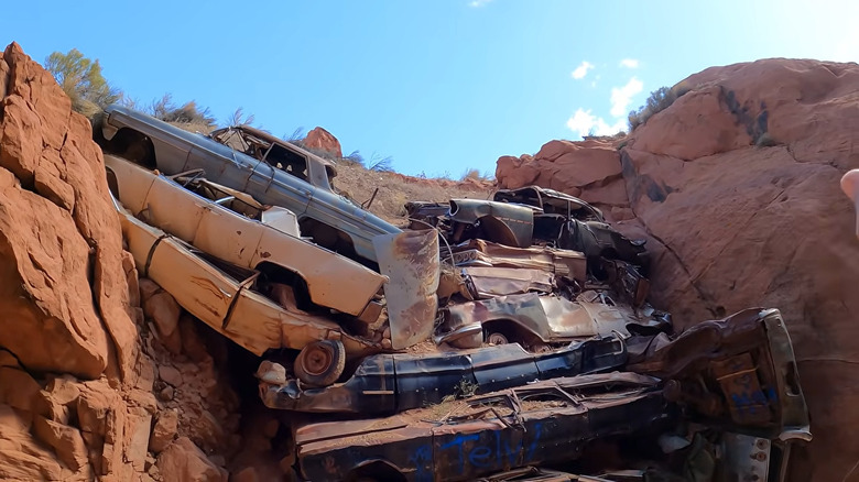 A closeup view of the Catstair/Detroit Rip-Rap on U.S. Route 89 in Utah.