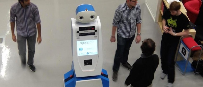 This robot guides travelers around a busy airport