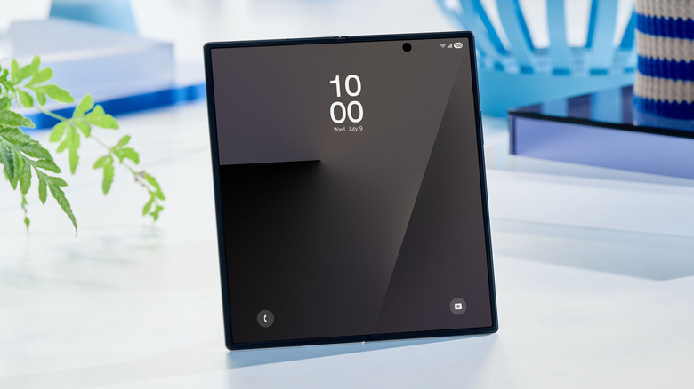 A Samsung Galaxy Z Fold 7 kept on a desk