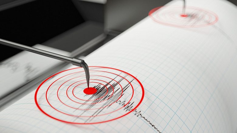 A seismograph providing earthquake readouts.