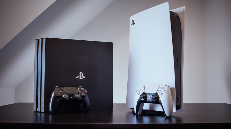 PS4 and PS5 with controllers